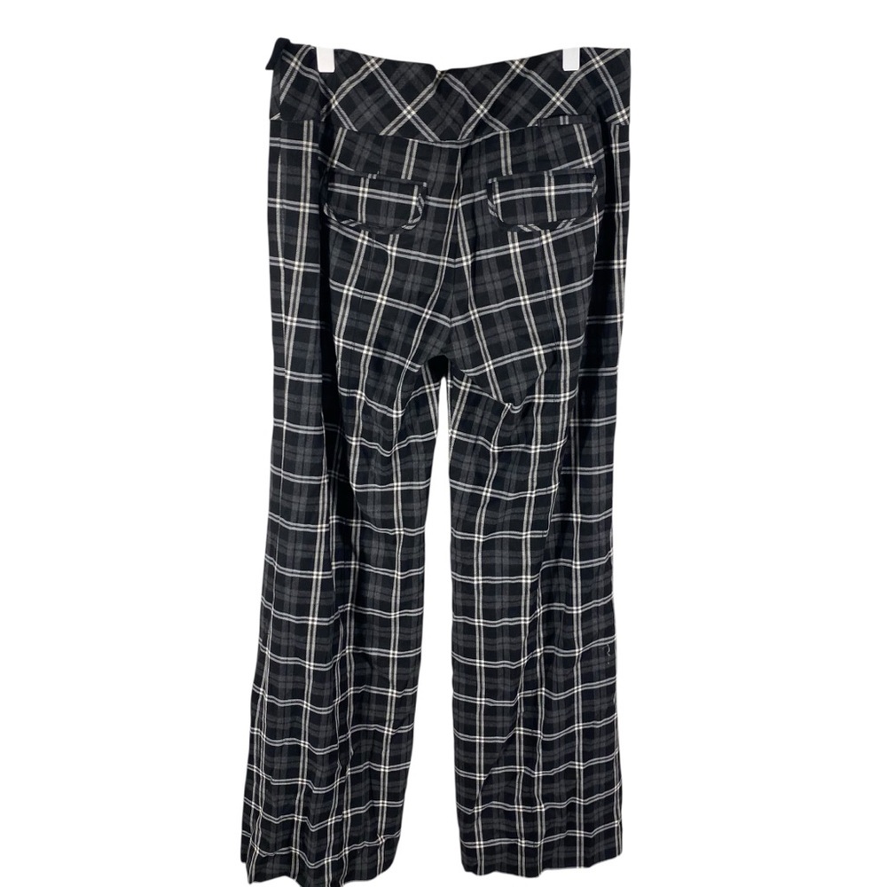 Taikonhu for Anthropology Plaid Women's Wide leg Pants Black /White Fully lined - Picture 3 of 9